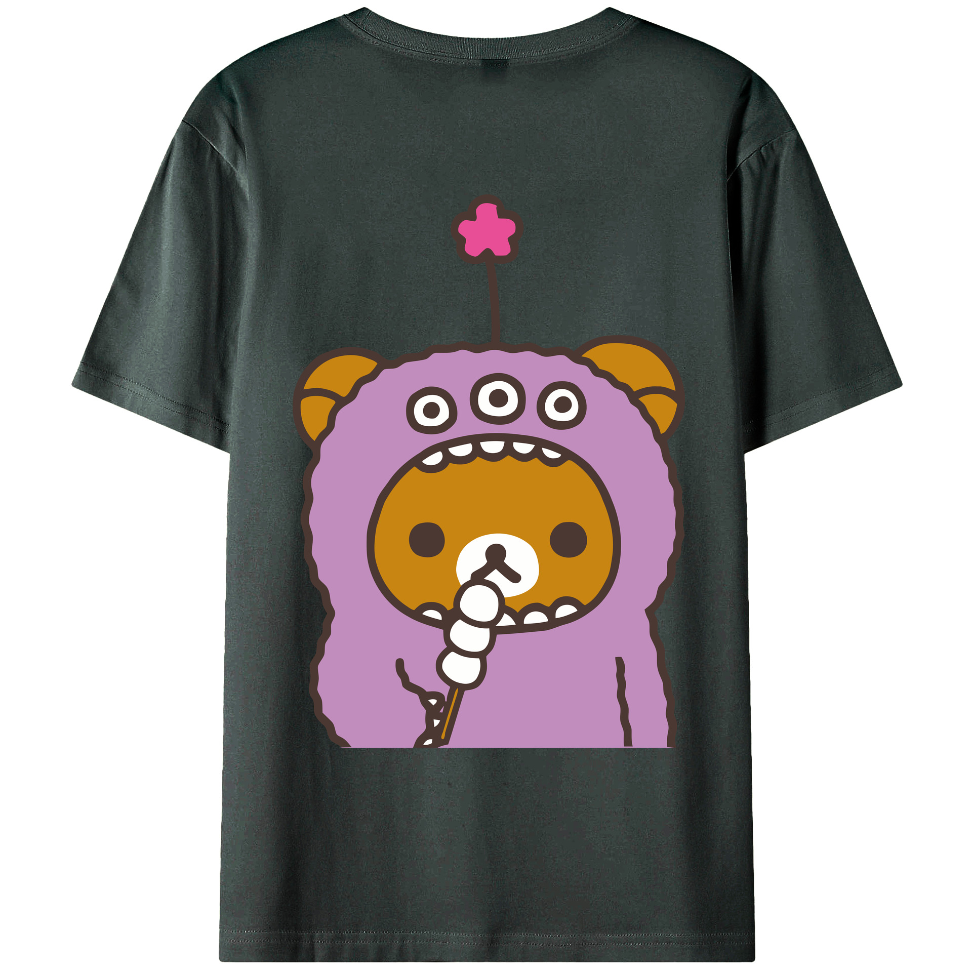 （画像用） リラックマ リラックマ キイロイトリ Rilakkuma Korilakkuma Kiiroitori 綿100％ メンズ半袖Tシャツ（バックプリント） 通気性
